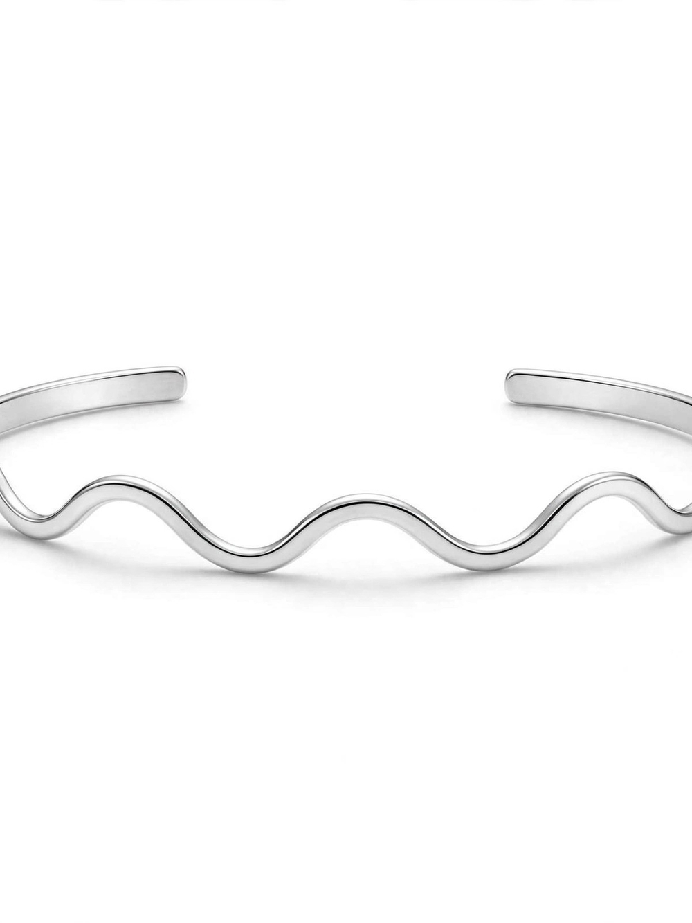 Wavy Open Cuff Bracelet - Sterling Silver